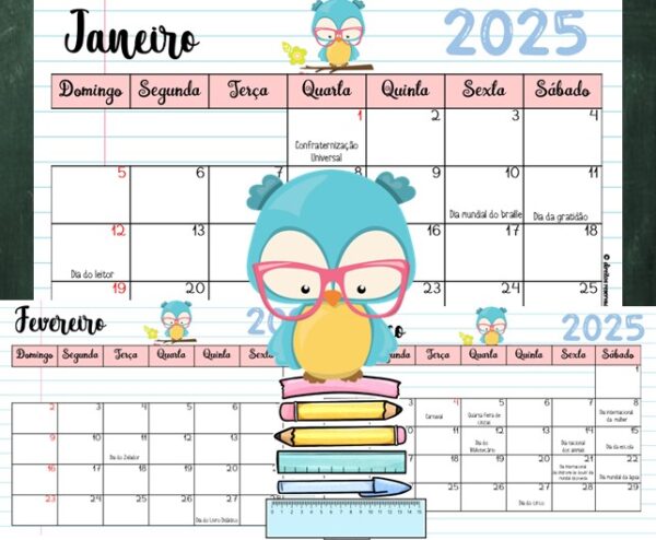 Calendários Corujices 2025