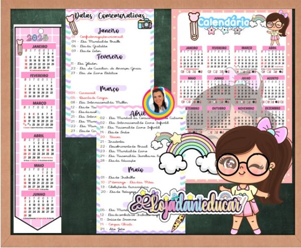 Calendários Menina Rosa 2025