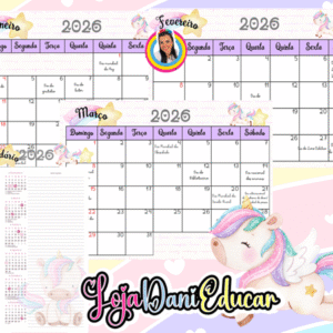 Calendários Unicórnio 2026
