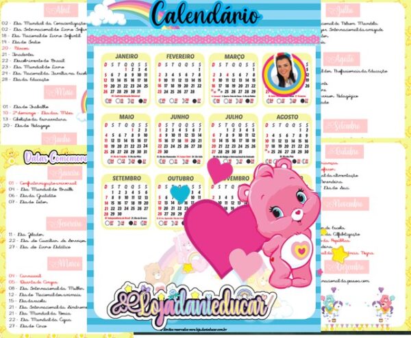Calendários ursinhos carinhosos 2025