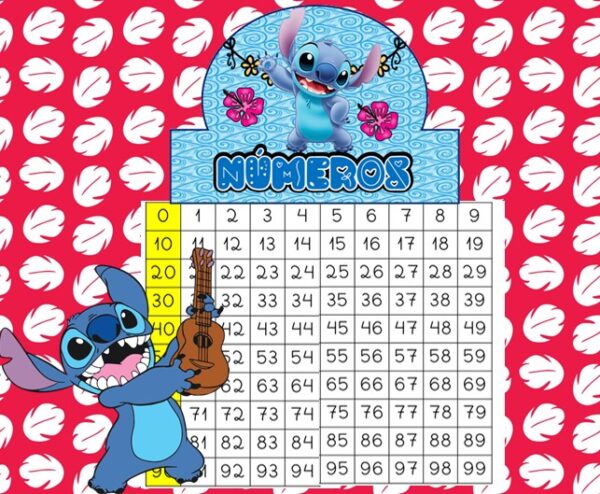 Cartaz Numérico Lilo e Stich 0 ao 99