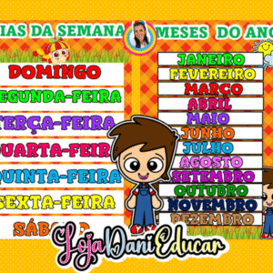 Cartaz dias da Semana e Meses do ano Sitio Pica Pau Amarelo