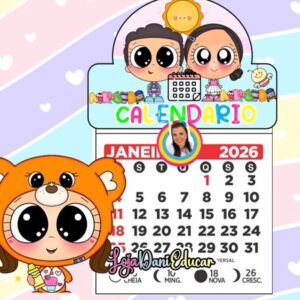 Calendário Mensal de parede  Kids 2026
