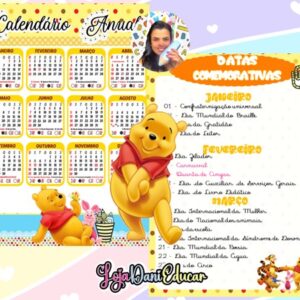Calendário Ursinho Pooh 2026